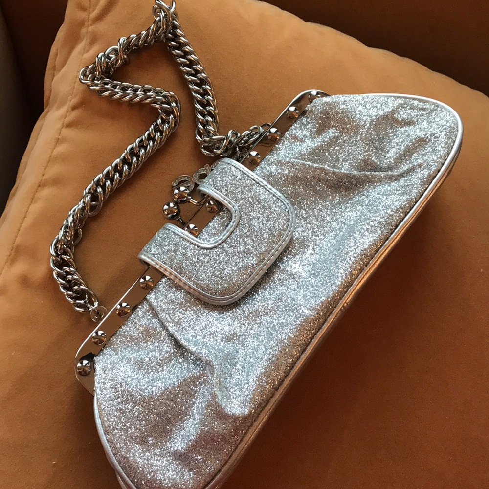 Bebe Silver clutch